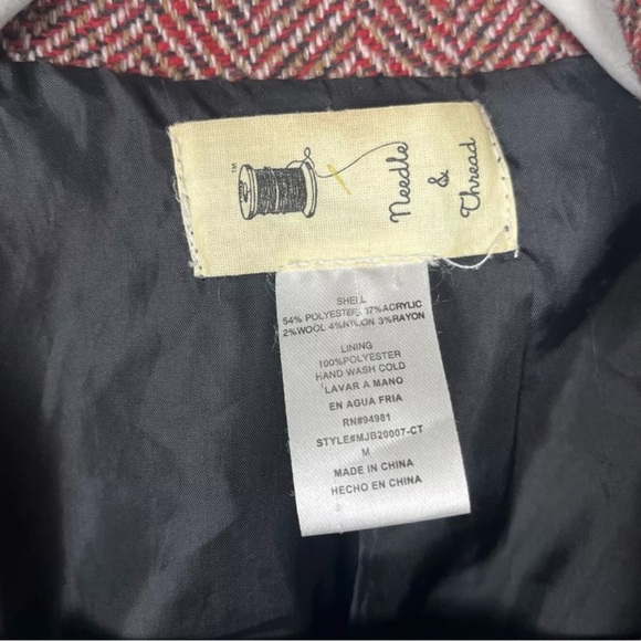 Needle & Thread Double Breasted Herringbone Tweed Pea Coat Womens Size M - Picture 9 of 9